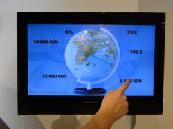 The globe leads to more facts and figures on different levels Globe_Slavery