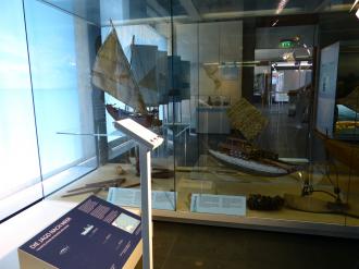 Overview of the installation on global fishing in the Pacific section of the museum Overview_Overfishing