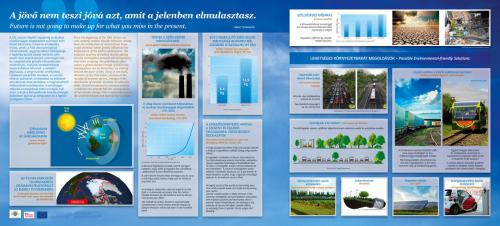 The exhibition board presents the negative effects of carbon and other fossil fuels on the atmosphere Museo Mundial HU_Pollution_1